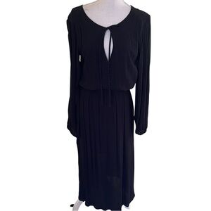 Free People Black Long Sleeve Tie Neck Aline Dress 4